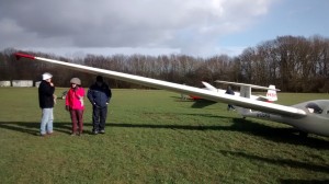 Taking shelter during a brief shower at Stratford Gliding Club